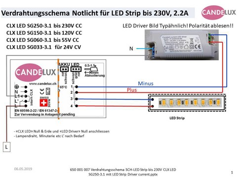 Applikationsnotiz APN-SCH-LED Strip, LED Band 24V CV bis 230V CC  Notlichtfunktion